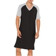 thumbnail image 3 of Bovxnpu Men's Nightshirt Short Sleeve Sleep Shirt Nightgown Short Sleeve Nightgown V Neck Raglan Sleepwear, 3 of 7
