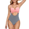 thumbnail image 1 of Aayomet Maillot de Bain Femme Résistant au Chlore Col Rond Coupe Douce Maillot de Bain Sportif une Pièce Imprimé, Orange G, 1 of 4