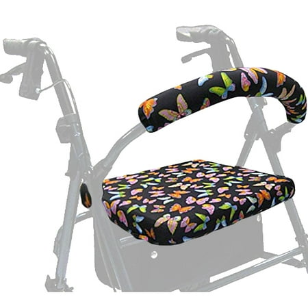 Gel Rollator Handle Covers - Crutcheze Butterfly Rollator Walker Seat and Backrest Covers Designer Fashion Accessories Made in USA