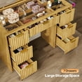 thumbnail image 2 of 47" Makeup Vanity with 42" Lighted Mirror, Wood Dressing Table with Tempered Glass Top, Charging Station, 7 Storage Drawers & Hair Dryer Holder for Bedroom (Natural Oak), 2 of 10
