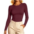 thumbnail image 2 of Diufon Long Sleeve Crop Tops for Women Crewneck Going Out Slim Fitted Basic Shirts Fall Fashion Base-Layer Shirts, 2 of 7
