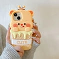 thumbnail image 2 of Case for iPhone 15 Pro,Cute 3D Kawaii Phone Cases Funny Butter Bear Angel Cartoon Cover with Keychain Soft Silicone Gel Drop Protection Case Women Girls for iPhone 15 Pro, 2 of 7