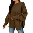 thumbnail image 6 of ClodeEU Women's Oversized Sweatshirts,Crewneck Long Sleeve Side Slit Pullover ,Casual Loose Fall Outfits Coffee,Womens Plus XXL, 6 of 7