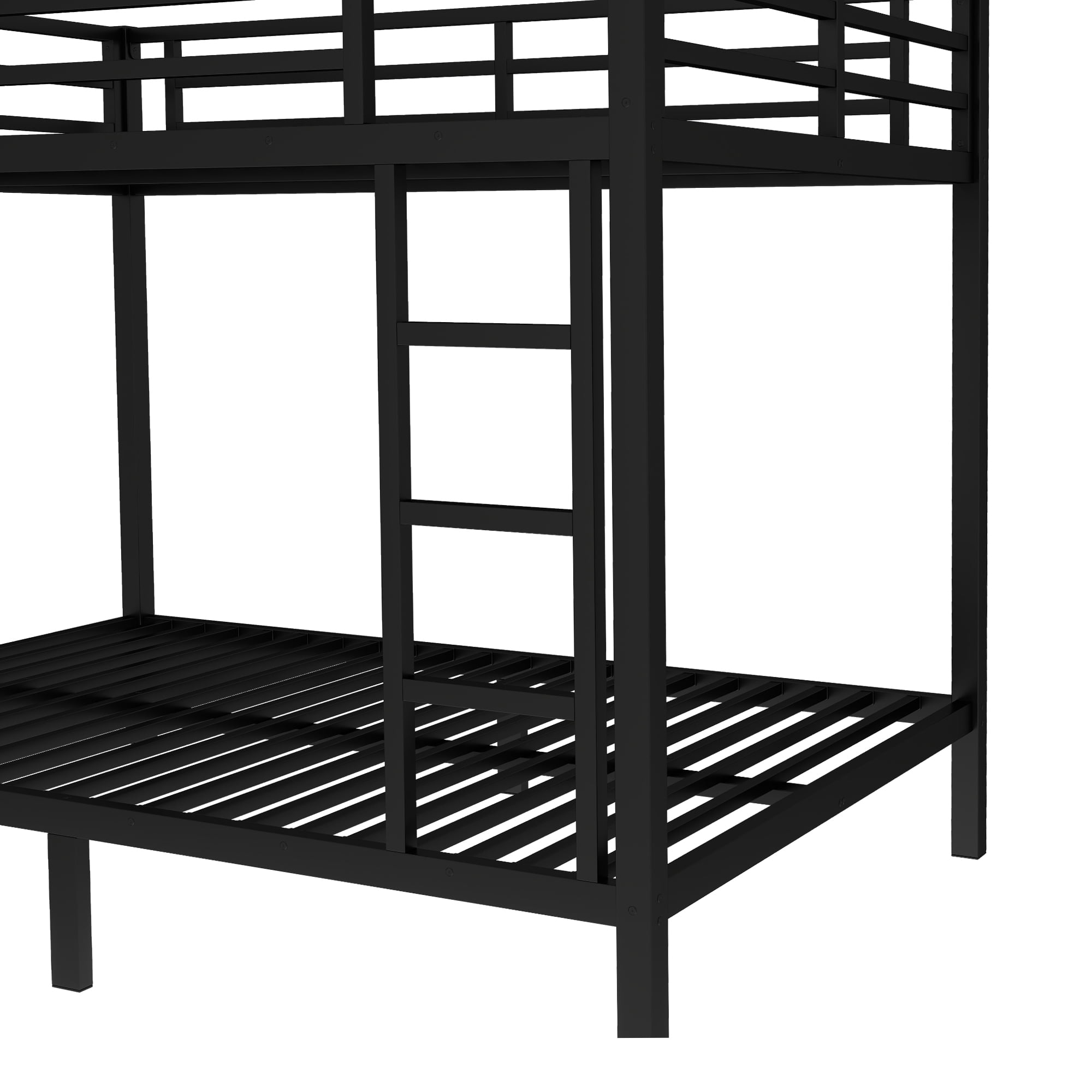 HOQBN Bunk Bed Full over Full,Metal Bunk Bed with Full Length Guardrail,Space-Saving,Noise Reduced,Black