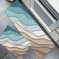 thumbnail image 3 of Kitchen Rugs Set 2 Piece, Ombre Stripes Turquoise Brown Kitchen Mats Rugs Non Skid Washable Anti Fatiguee, Abstract Striped Doormat Carpet for Bedroom/Bathroom/Living Room,17x30in+17x47in, 3 of 6