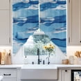 thumbnail image 4 of Blue Waves Swag Curtain Valance for Windows, Watercolor Retro Ripple Window Treatments Short Swag Topper for Kitchen Windows Bathroom Bedroom, 36"x63", 4 of 8