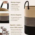 thumbnail image 3 of Cesto de cuerda tejida con asas para lavandería, multiusos, cesto para ropa sucia, canasta organizadora (Beige y negro), 3 of 4