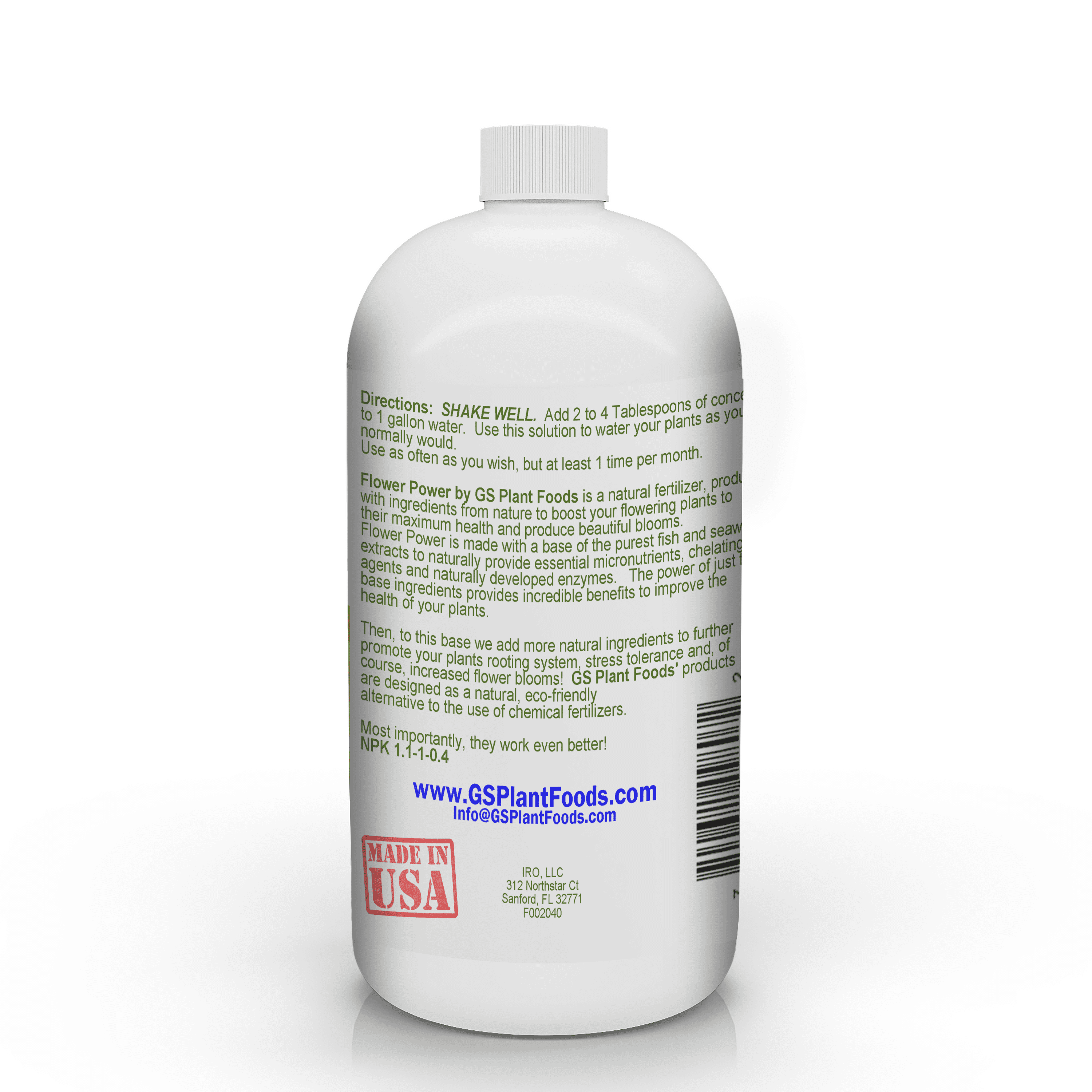 GS Plant Foods Flower Power All Natural Super Bloom Booster Suitable for All Flowering Plants - Fertilizer for Both Indoor & Outdoor Plants 32oz (Quart)