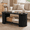 Black, variant on Easoger 42.5" Oval Coffee Table with 2-Tier Storage, Mid-Century Modern Center Table with Fluted Pedestal Base, Wooden Side Table for Living Room, Home Office,Walnut