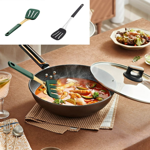 Espátula de paleta de arroz de silicona - Cucharilla de servir grande antiadherente para arroceras, utensilio de cocina resistente al calor de 14 pulgadas con mango de madera