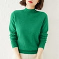 thumbnail image 2 of QIUOMBBP Mock Neck Sweaters for Women Warm Long Sleeve Knit Sweater Tops Solid Color Soft Pullover Jumper, Green, S, 2 of 7