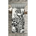 thumbnail image 3 of Ambesonne Tiger Quilted Bedspread Set 2 Pcs, Snake and Tiger Pattern, Twin Size, Black and White, 3 of 3