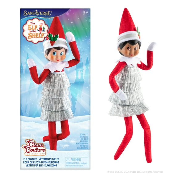 The Elf on the Shelf Claus Couture Tiny Tinsel Dress – Scout Elf Outfit (Scout Elf Not Included)