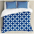 thumbnail image 3 of Navy Duvet Cover Set, Vintage Circles with Overlapping Rounds Oval Old Fashion Graphic Art, Decorative 2 Piece Bedding Set with 1 Pillow Shams, Twin Size, Royal Blue White, by Ambesonne, 3 of 3