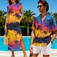 thumbnail image 2 of KUIFORTI Hawaii Matching Couple Outfits Mens Casual Shirts Hawaii Dress Men’s Hawaiian Shirt Sunset Hawaiian Tree 4-Way Stretch Lightweight Suitable for Everyday Casual Wear, 2 of 7