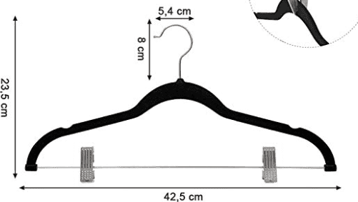 LEDREM 30-Pack Adjustable Velvet Hangers, Heavy-Duty Non-Slip Skirt Hangers, Pants Hangers with Movable Clips, Space-Saving for Dresses & Coats, Black