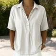 thumbnail image 7 of Womens Tops Short Sleeve Shirts Buttons V Neck Fashion Summer Outfits Plus Size Blouses Trendy Tee Shirts 2026 Vacation Fashion Clothes, 7 of 7