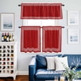 thumbnail image 2 of Red Retro Greek Key Kitchen Curtains Sets for Windows 24 Inch Length, Geometric Greece Ancient Rustic Rod Pocket Window Treatments Tier Curtains and Valances Set for Bedroom/Bathroom, 2 of 8