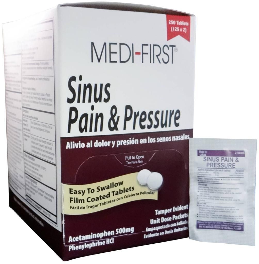 MediFirst Brand Sinus Pain And Pressure 250 Tablets MS71270