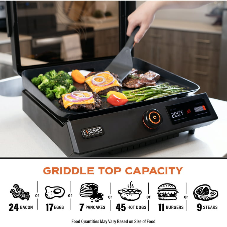 Blackstone 22-Inch Electric Griddle - 1200W Non Stick Ceramic Titanium  Coated Stainless Steel Tabletop Griddle with EZ-Touch Control Dial, LCD