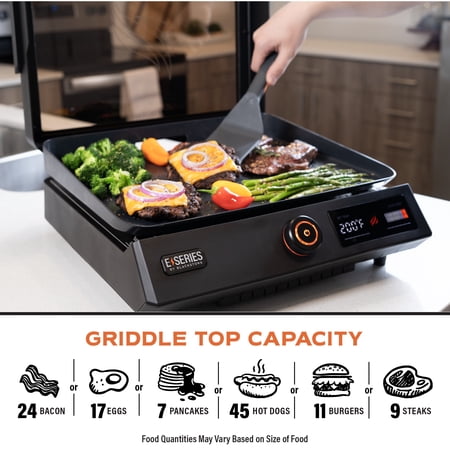 Blackstone E-Series 17 Electric Tabletop Griddle with Hood, Black