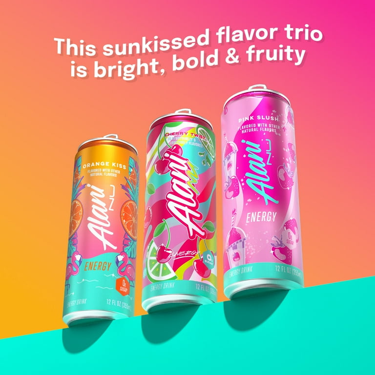 Alani Nu Sugar Free Energy Drink, Variety Pack, Pink Slush, Orange