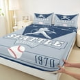 thumbnail image 3 of jejeloiu Baseball Twin Sheet Sets,Sport City Twin Fitted Sheet,Seattle Flat Sheet For Teens Kids,Breathable Home Decor,3-Piece, 3 of 7