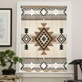 thumbnail image 4 of Southwest Semi Sheer Curtains Drapes for Living Room, Bedroom, French Doors Window 108 Inches Long, Brown Bohemian Abstract American Aztec Rod Pocket Chiffon Curtain Drapery Voile Draperies Panel, 4 of 6