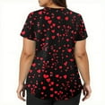 thumbnail image 5 of Dwralegc Printed Scrub Tops Women Oversized Comfortable Shirts with 2 Pockets Short Sleeve Love Heart Print V Neck Nursing Uniform Stretch Vermilion 5XL, 5 of 5