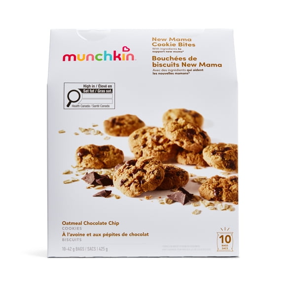 Bouchées de biscuits New Mama Munchkin aux pépites de chocolat Milkmakers, 10 unités