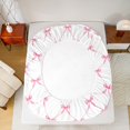 thumbnail image 5 of Manfei Bowknot Ribbon Twin Sheet Sets,Cartoon Bow Tie Twin Fitted Sheet,Pink White Flat Sheet For Girls,Microfiber Bedroom Decor,3 Pieces, 5 of 7