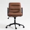 thumbnail image 2 of PAPROOS Office Chair with Arms, Mid Back Home Office Desk Chair with Padded Armrest, Ergonomic PU Leather Task Chair Rolling Swivel Chair with Wheels, Brown, 2 of 10