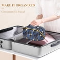 thumbnail image 3 of FORMRS Makeup Bag Travel Cosmetic Organizer for Women Fold Flat Zipper Pouch with Handle, Blue Geometric Pattern, 3 of 8