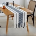 thumbnail image 5 of Camino de mesa de rayas con borlas tejidas a mano, moderno y sencillo, para el hogar, mesa de comedor, toalla para mueble de TV, funda para mesa de café, 5 of 5