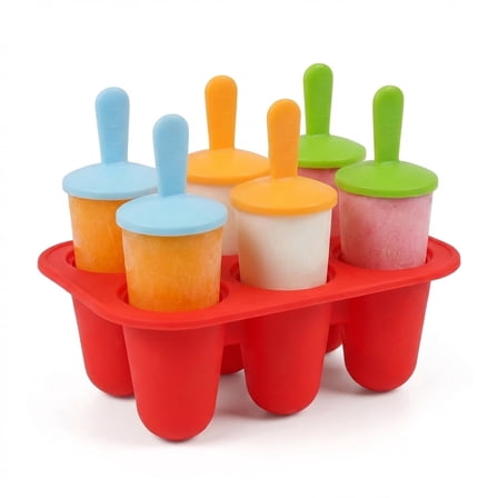 Silicone Popsicle Molds for Kids, 6-Cavity Ice Pop Maker with Reusable Sticks and Drip Tray, BPA-Free Homemade Ice Pop Mold for Juice, Yogurt and Fruit Snacks