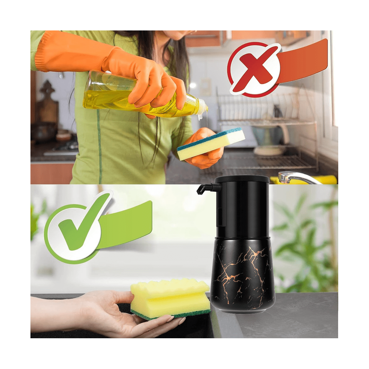 Automatic Soap Dispenser Kitchen, Foaming Soap Dispenser Bathroom, Foam Soap Dispenser Touchless for Bathroom Black