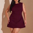 thumbnail image 2 of Laqbezok Women's Plus Size Sleeveless A-Line Mini Dress, Casual Round Neck Solid Color Sundress, Elegant Fit and Flare Cocktail Party Gown, 2 of 6