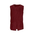 thumbnail image 6 of FAIWAD Womens Long Fleece Vest Sleeveless Fall Winter Warm Textured Outerwear with Pockets Trendy Casual Fuzzy Jacket, 6 of 9