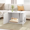 thumbnail image 2 of Costway Hidden Cat Litter Box Enclosure Furniture with Divider for Living Room Bedroom White, 2 of 11