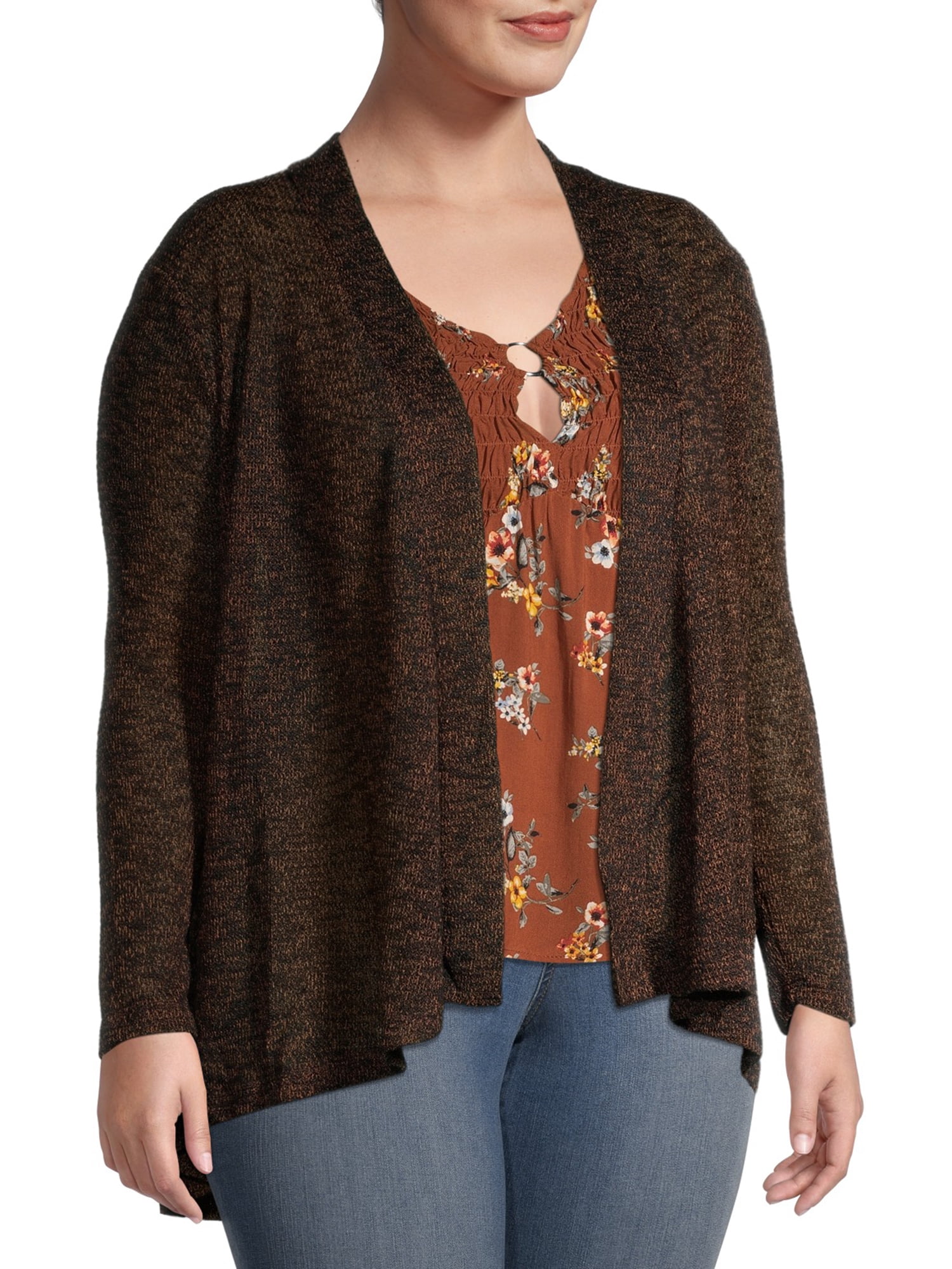 Ella Samani Women's Plus Size Textured Open-Front Cardigan