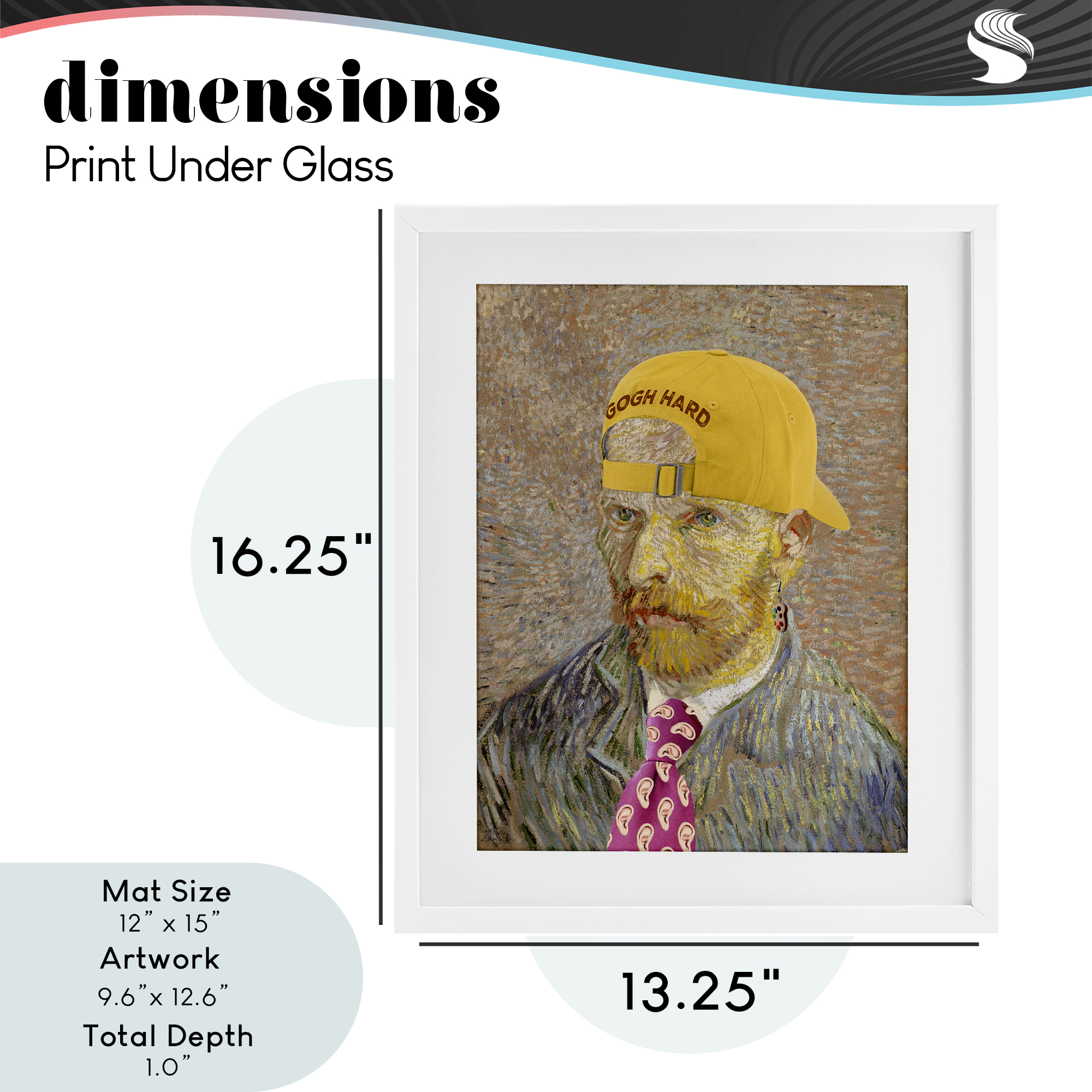 Van Gogh in Yellow hat White Framed Print Under Glass, design by Masters Redux