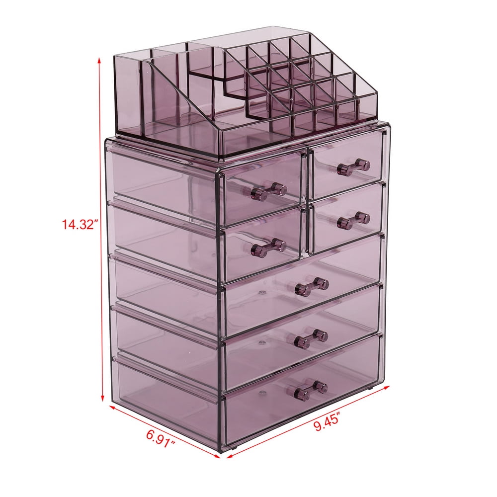 Private Jungle Makeup Organizer Acrylic Cosmetic Storage Drawers and Jewelry Display Box,7 Large Drawers,Purple Private Jungle Makeup Organizer Acrylic Cosmetic Storage Drawers and Jewelry Display Box,7 Large Drawers,Purple