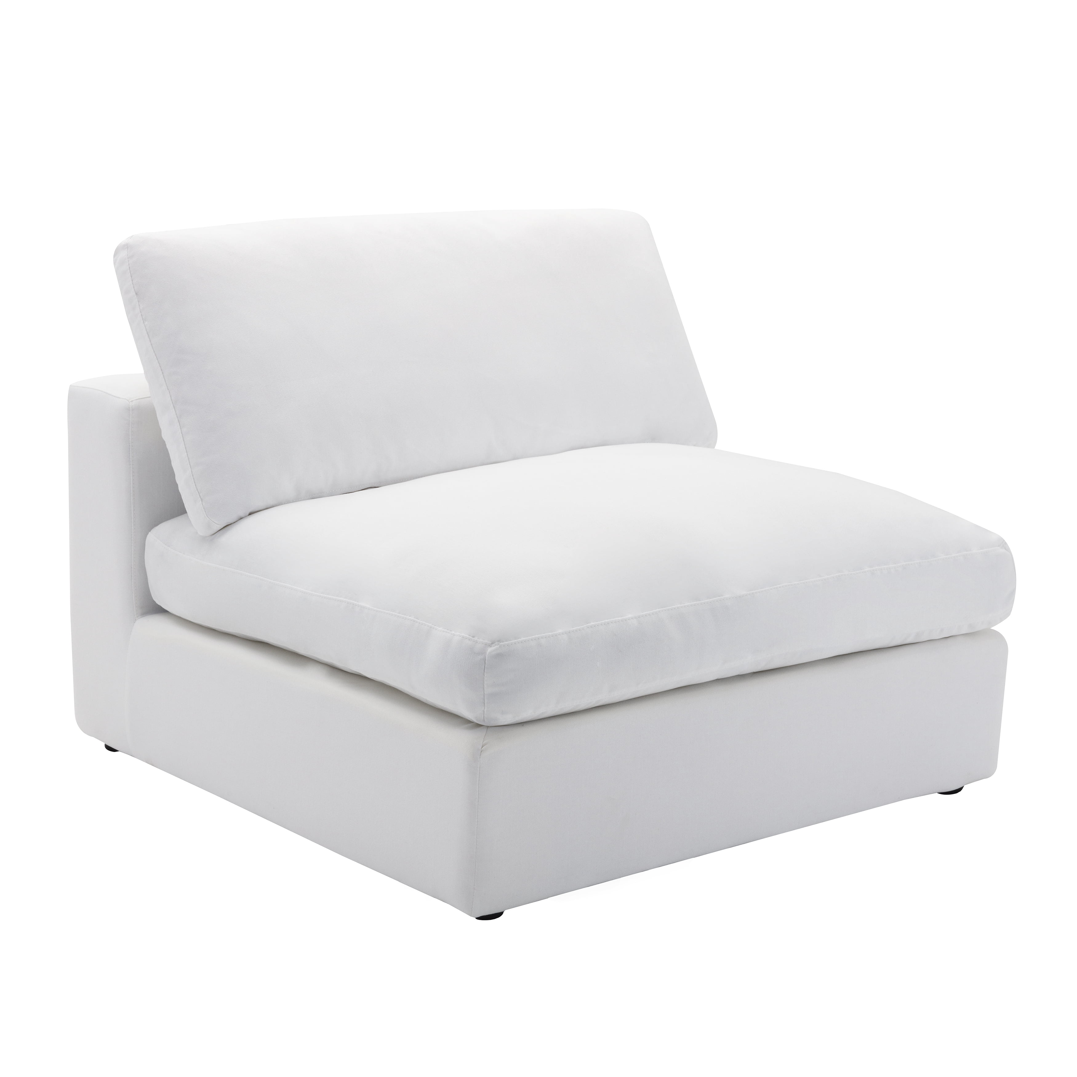 Roundhill Furniture Rivas Contemporary Feather Fill Oversized Armless Chair, White