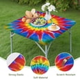 thumbnail image 4 of Colorful Rainbow Tie Dye Spiral Pattern Square Fitted Tablecloth with Elastic Edge,Square Table Cover,Washable Elastic Table Cover for Home Kitchen Party Decor 36"x36", 4 of 6