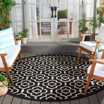 Safavieh Courtyard Lavern Geometric Indoor/Outdoor Area Rug, Black/Beige, 7'10" x 7'10" Round