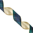 thumbnail image 2 of Vickerman 2.5" x 10 Yards Green Plaid Checks Double Fused Metallic Dupioni Ribbon., 2 of 3