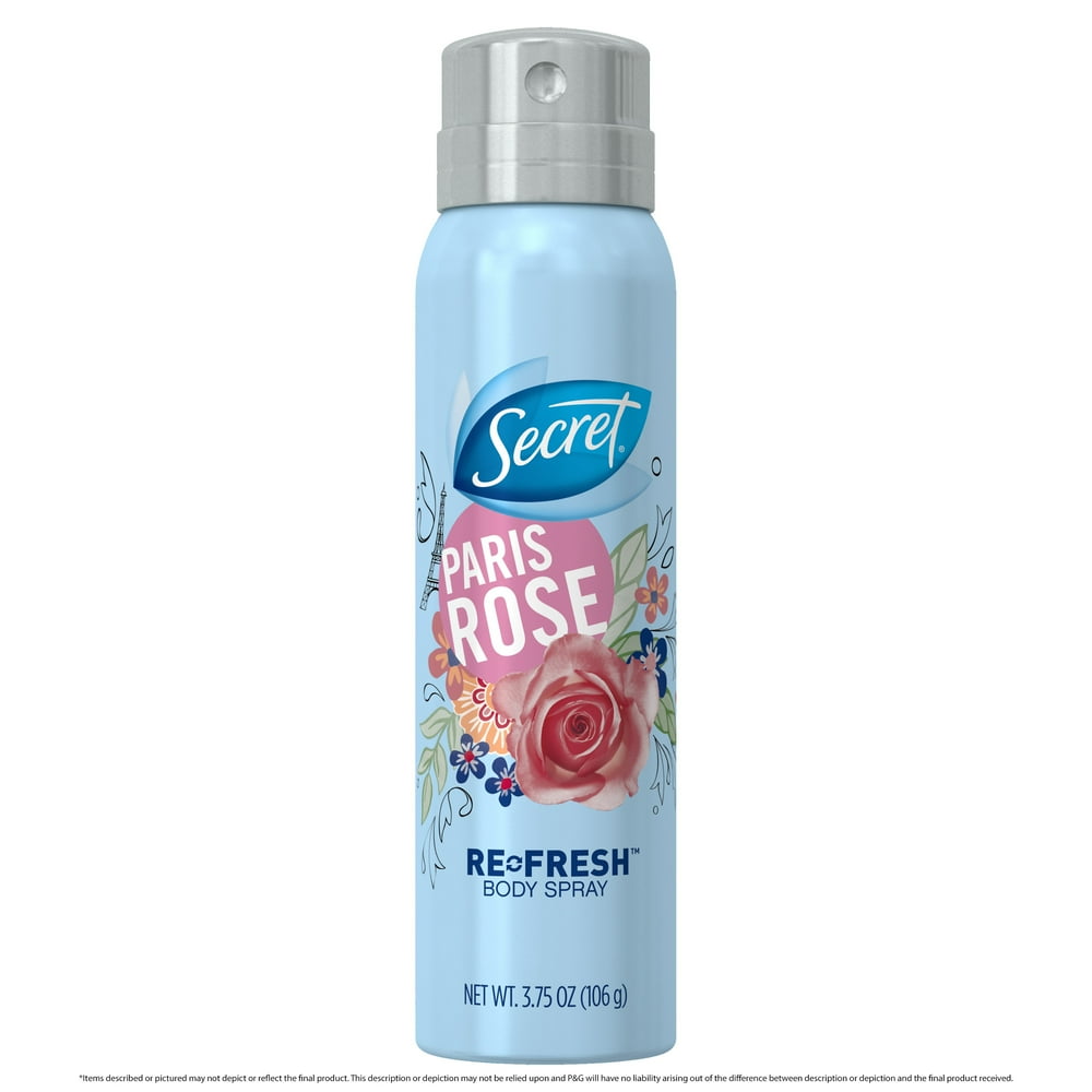 Secret Fresh Body Spray, Paris Rose, 3.75 Oz.
