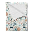 thumbnail image 2 of Paris Soft Flannel Fleece Blanket, Dove Cupcake Eiffel Tower Flowers Falling Leaves Love Grungy Autumn in France Theme, Cozy Plush for Indoor and Outdoor Use, 60" x 80", Multicolor, by Ambesonne, 2 of 5