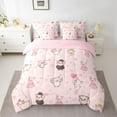 thumbnail image 2 of Feelyou Kawaii Angel Pig Bedding Comforter Set 7pcs for Child, Cute Princess Queen Bedding Sets, Girly Pink Cartoon Animal Reversible Queen Sheet Sets, Breathable Home Decor, 2 of 8