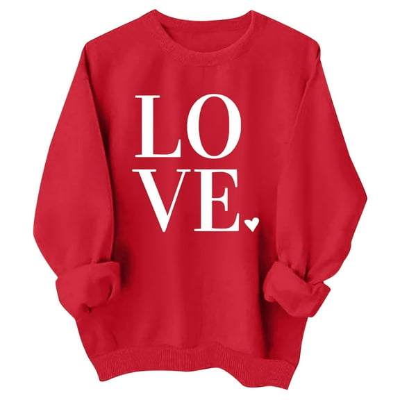 VNKIDY Girls Boys Kids Valentine's Day Sweatshirt Minimalist Letter Pattern Prints Long Sleeve Crewneck Loose Fit Pullover For Daily Casual Holiday Outdoor Wear Soft Top